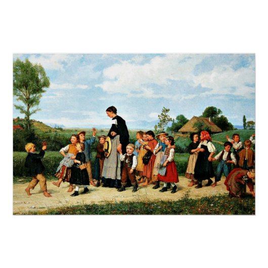Albert Anker - Der Schulspaziergang Poster (Vorderseite)