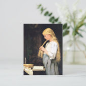 Albert Anker, Mädchen die Haare flechtend Postkarte (Stehend Vorderseite)