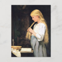 Albert Anker, Mädchen die Haare flechtend