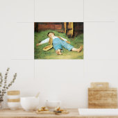 Albert Anker, Schlafender Knabe im Heu Poster (Küche)