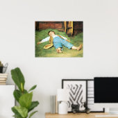 Albert Anker, Schlafender Knabe im Heu Poster (Heimbüro)