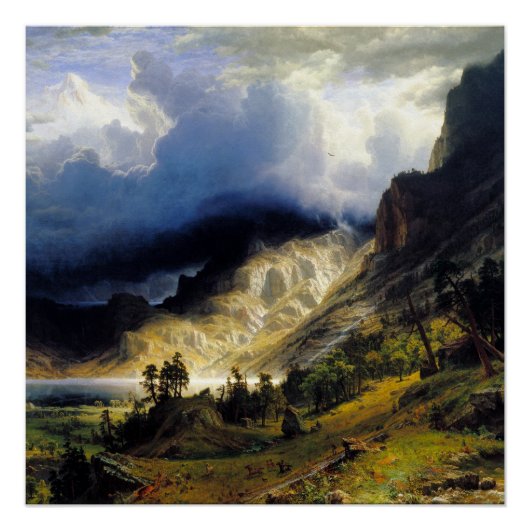 Albert Bierstadt Ein Sturm im Rocky Mountains Poster (Vorderseite)
