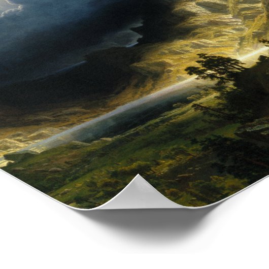 Albert Bierstadt - Ein Sturm im Rocky Mountains Poster (Ecke)