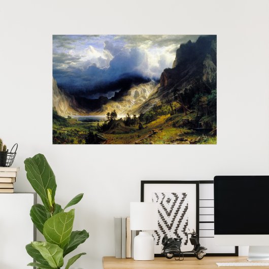 Albert Bierstadt Ein Sturm im Rocky Mountains Poster (Heimbüro)