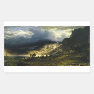 Albert Bierstadt - Ein Sturm im Rocky Mountains Rechteckiger Aufkleber