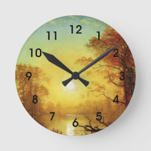 Albert-Bierstadt-Gemälde, Sonnenaufgang, Runde Wanduhr