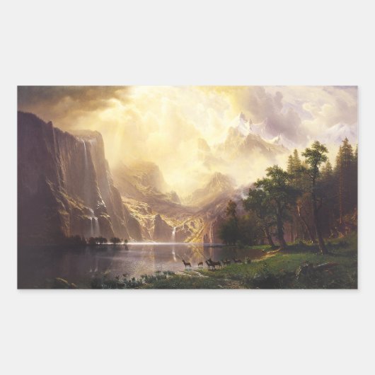 Albert Bierstadt im Gebirgsaufkleber Rechteckiger Aufkleber (Vorderseite)
