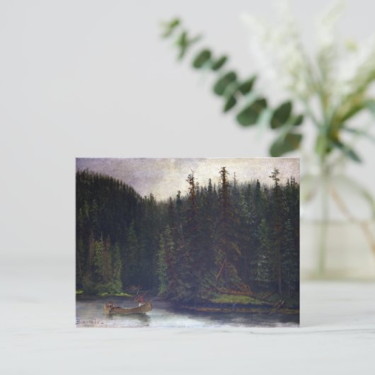 Albert Bierstadt Indian Hunters in Canoe Postkarte (Stehend Vorderseite)