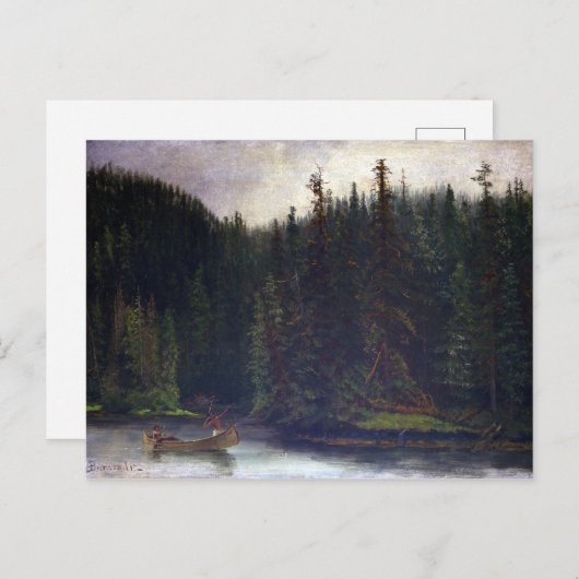 Albert Bierstadt Indian Hunters in Canoe Postkarte (Vorne/Hinten)