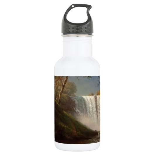 Albert Bierstadt Malerei Wald Wasserfall Destiny Edelstahlflasche (Vorderseite)