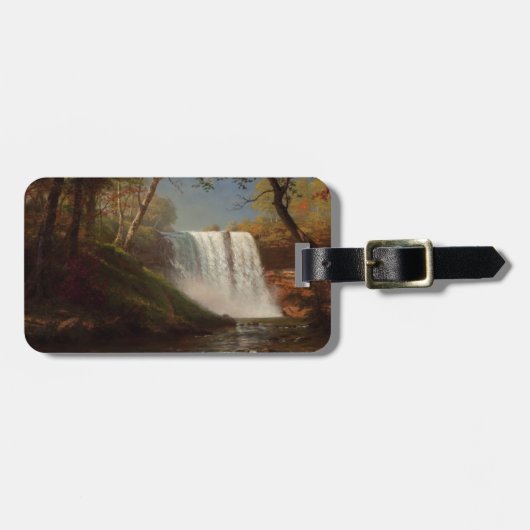 Albert Bierstadt Malerei Wald Wasserfall Destiny Gepäckanhänger (Vorderseite horizontal)