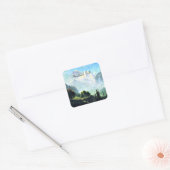 Albert Bierstadt painting, Staubbach Falls, Quadratischer Aufkleber (Umschlag)