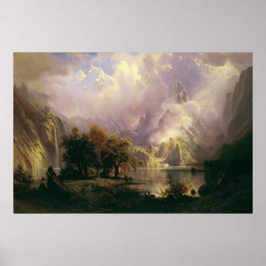 Albert Bierstadt - Rocky Mountains Landschaft Poster (Vorne)