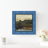 Albert Bierstädter Männer in zwei Kanus, 1866 Lein Quadratische Wanduhr (Zuhause)