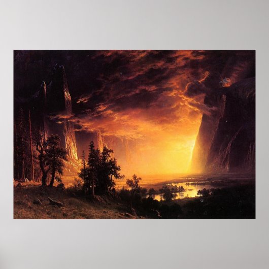 Albert Bierstadts Sonnenuntergang im Yosemitetal Poster (Vorne)