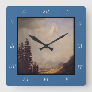 Albert Bierstadt's The Matterhorn, 1867 Canvas Pri Quadratische Wanduhr