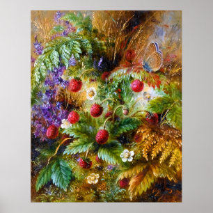 Albert Dürer Lucas: Wilde Strawberries & Butterfly Poster