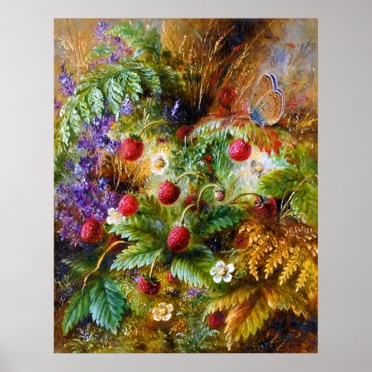 Albert Dürer Lucas: Wilde Strawberries & Butterfly Poster (Vorne)