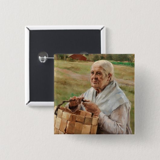 Albert Edelfelt - Alte Frau mit einem kleinen Korb Button (Vorne & Hinten)