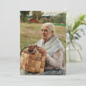 Albert Edelfelt - Alte Frau mit einem kleinen Korb Dankeskarte (Stehend Vorderseite)