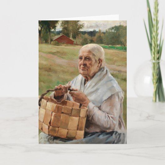 Albert Edelfelt - Alte Frau mit einem kleinen Korb Karte (Vorderseite)