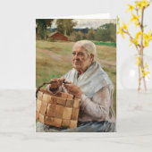 Albert Edelfelt - Alte Frau mit einem kleinen Korb Karte (Gelbe Blume)