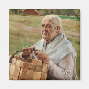 Albert Edelfelt - Alte Frau mit einem kleinen Korb Magnet