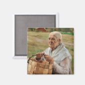 Albert Edelfelt - Alte Frau mit einem Spanbasket Magnet (Vorderseite/Rückseite)