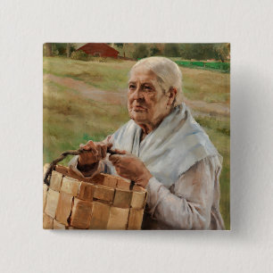 Albert Edelfelt - Alte Frau mit einem Splintkorb Button