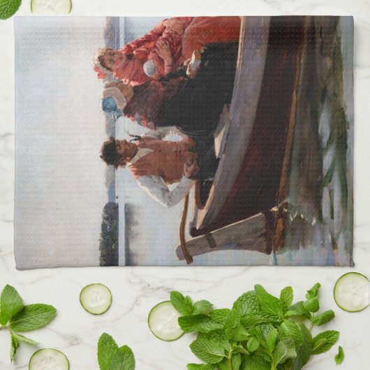 Albert Edelfelt - Auf die Feier gehen Geschirrtuch (Gefaltet)