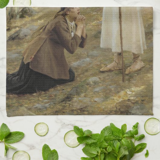 Albert Edelfelt - Christus und Maria Magdalene Geschirrtuch (Gefaltet)