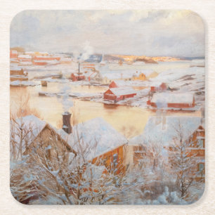 Albert Edelfelt - Dezember Day Rechteckiger Pappuntersetzer