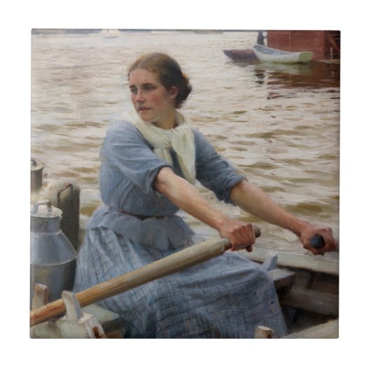 Albert Edelfelt - Die Milchfrau Fliese (Vorderseite)