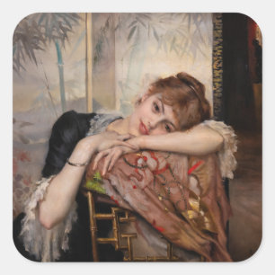 Albert Edelfelt - Die Pariserin / Virginie Quadratischer Aufkleber