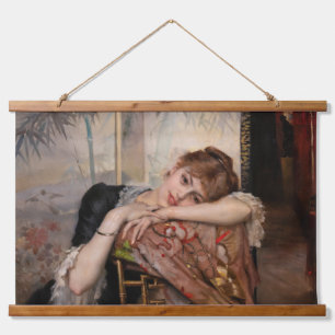Albert Edelfelt - Die Pariserin / Virginie Wandteppich Mit Holzrahmen