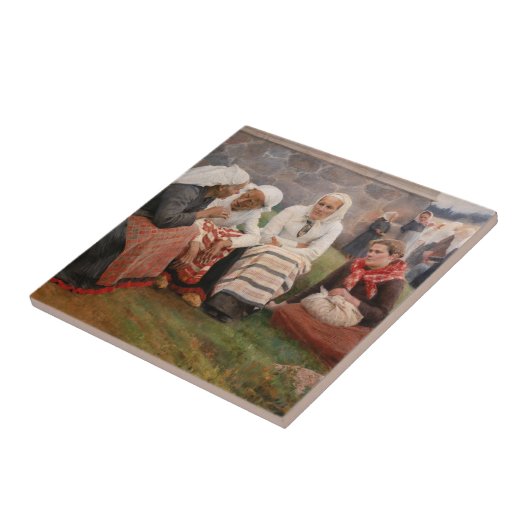 Albert Edelfelt - Frauen außerhalb der Kirche Fliese (Seite)