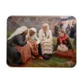 Albert Edelfelt - Frauen außerhalb der Kirche Magnet (Horizontal)