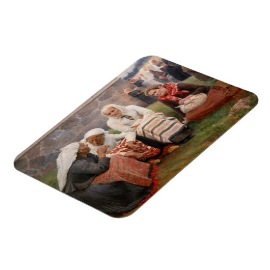 Albert Edelfelt - Frauen außerhalb der Kirche Magnet (Linke Seite)