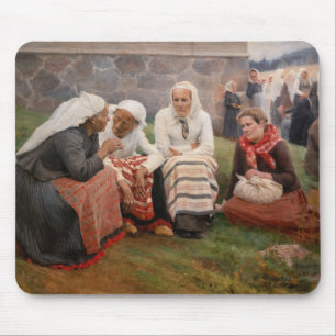 Albert Edelfelt - Frauen außerhalb der Kirche Mousepad