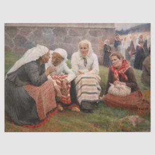 Albert Edelfelt - Frauen außerhalb der Kirche Seidenpapier