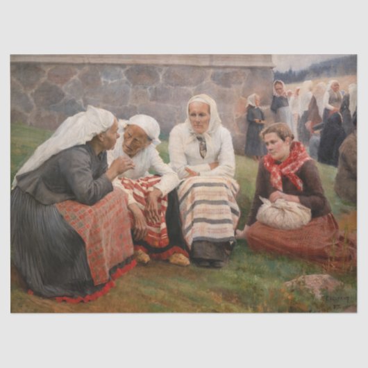 Albert Edelfelt - Frauen außerhalb der Kirche Seidenpapier (Vorderseite)