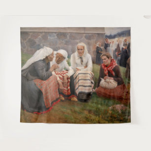 Albert Edelfelt - Frauen außerhalb der Kirche Wandteppich