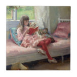 Albert Edelfelt - Gute Freunde Fliese<br><div class="desc">Gute Freunde (Portrait der Schwester des Künstlers Bertha Edelfelt) - Albert Edelfelt,  Oil on Wood Panel,  1881</div>