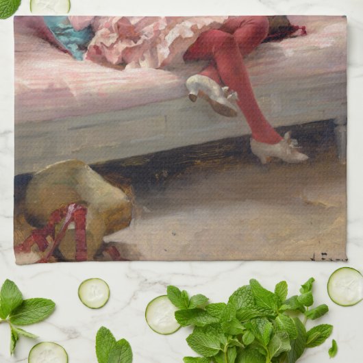 Albert Edelfelt - Gute Freunde Geschirrtuch (Gefaltet)