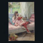 Albert Edelfelt - Gute Freunde Geschirrtuch<br><div class="desc">Gute Freunde (Portrait der Schwester des Künstlers Bertha Edelfelt) - Albert Edelfelt,  Oil on Wood Panel,  1881</div>