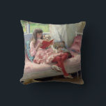 Albert Edelfelt - Gute Freunde Kissen<br><div class="desc">Gute Freunde (Portrait der Schwester des Künstlers Bertha Edelfelt) - Albert Edelfelt,  Oil on Wood Panel,  1881</div>