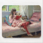 Albert Edelfelt - Gute Freunde Mousepad<br><div class="desc">Gute Freunde (Portrait der Schwester des Künstlers Bertha Edelfelt) - Albert Edelfelt,  Oil on Wood Panel,  1881</div>