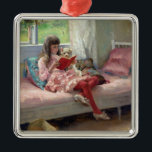 Albert Edelfelt - Gute Freunde Ornament Aus Metall<br><div class="desc">Gute Freunde (Portrait der Schwester des Künstlers Bertha Edelfelt) - Albert Edelfelt,  Oil on Wood Panel,  1881</div>