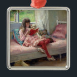 Albert Edelfelt - Gute Freunde Ornament Aus Metall<br><div class="desc">Gute Freunde (Portrait der Schwester des Künstlers Bertha Edelfelt) - Albert Edelfelt,  Oil on Wood Panel,  1881</div>