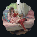 Albert Edelfelt - Gute Freunde Ornament Karte<br><div class="desc">Gute Freunde (Portrait der Schwester des Künstlers Bertha Edelfelt) - Albert Edelfelt,  Oil on Wood Panel,  1881</div>